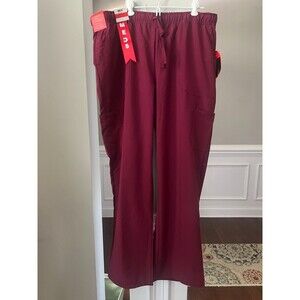 MED5 Collection Women's Burgundy Cargo Style Scrub Pants Siz XL NWT